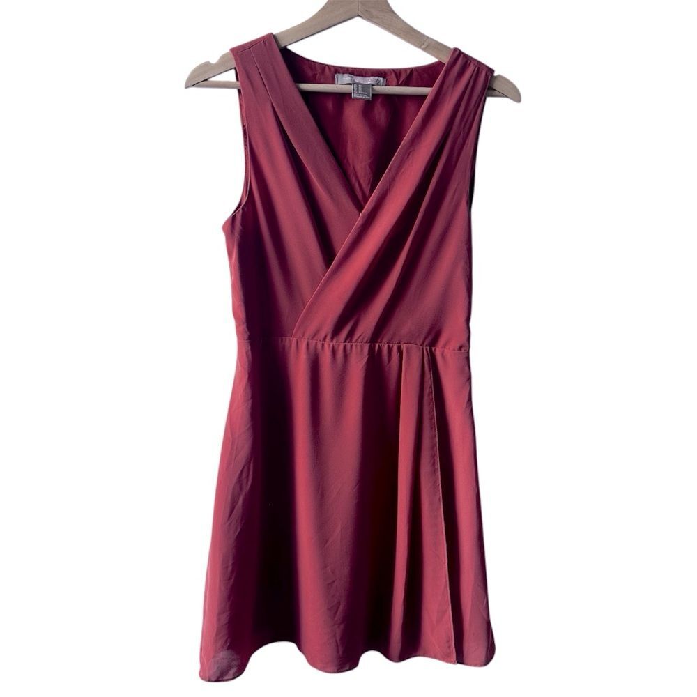 Forever 21 Coral Faux Wrap Dress XS sleeveless feminine chic salmon summer cute